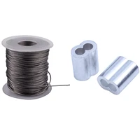 hoisting lifting 7x7 1mm dia stainless steel flexible wire rope 177ft with 50 pack aluminum crimping loop sleeve