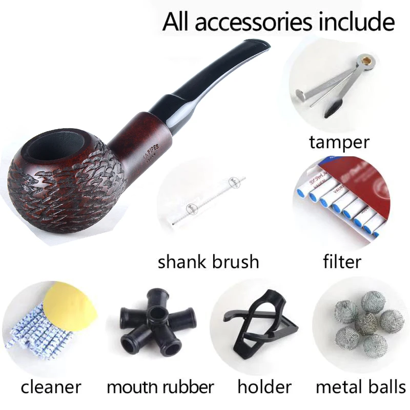 Бриар трубы табака курительная труба гладкая отделка 9 мм фильтр изогнутая