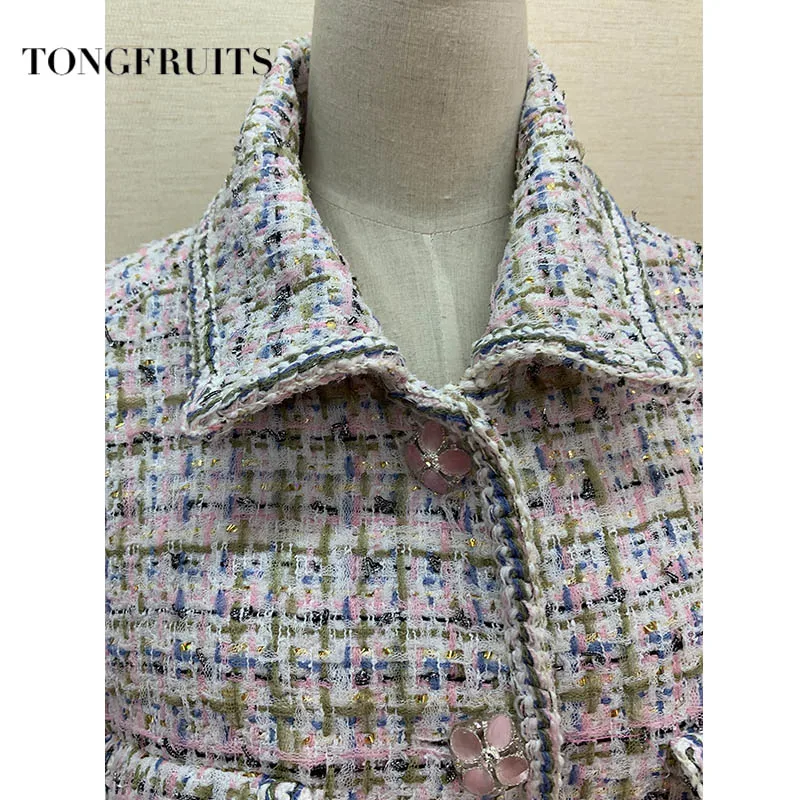 2019 новая женская мода с коротким рукавом отворотом окрашенная пряжа платье ткань