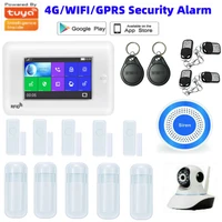 4 3 tft touch panel 4g wireless alarm system security home tuya app remote residential burglar alarm 4g gprs sms amazon alexa