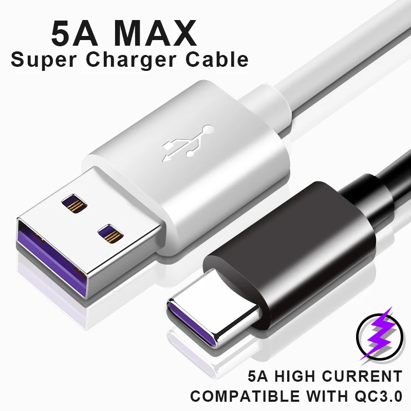 USB 5A Type C кабель для быстрой зарядки супер зарядное устройство SAMSUNG Galaxy S8 S9 HUAWEI P30 Mate