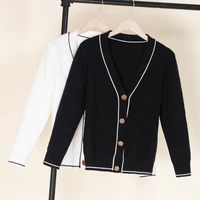 tricot knitted ladies sweaters black cardigan female clothing womens coat spring 2022 blouses crochet top outerwear cropped