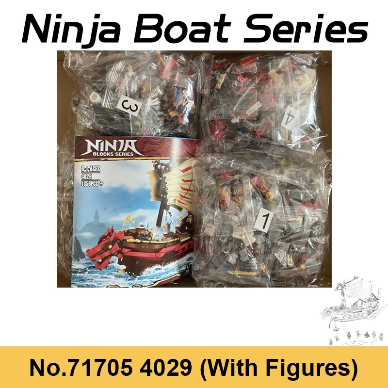 

2367pcs Ninja Boat Destiny Bounty Mobile Base Dragon Ship Model Building Blocks Bricks Toys For Boy Gift 06057 82203 70618 71705