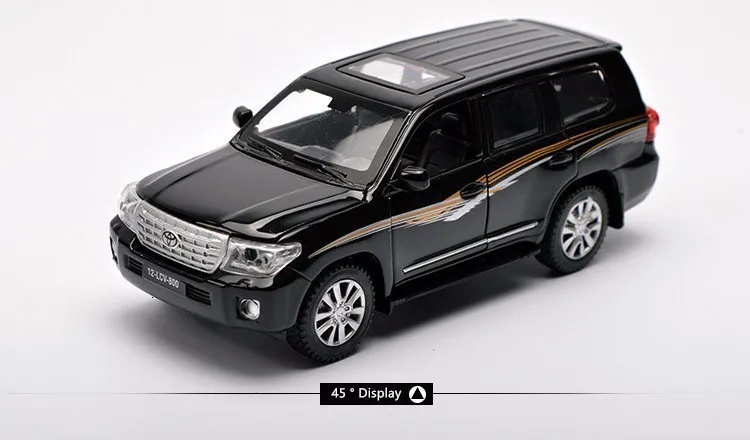 1/32 внедорожник Toyota Land Cruiser, брелок для автомобильных ключей, модели 4 дверь открыта тянуть обратно светильник музыка металлический автомобиль игрушка для детей мальчиков и девочек собрать