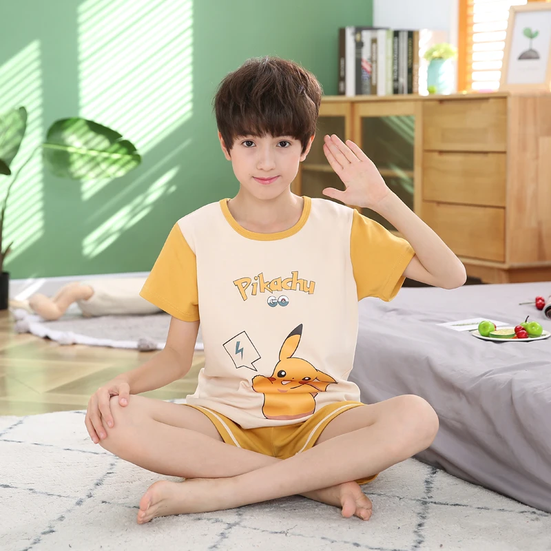 2020 летняя хлопковая детская пижама комплект с короткими рукавами и шортами