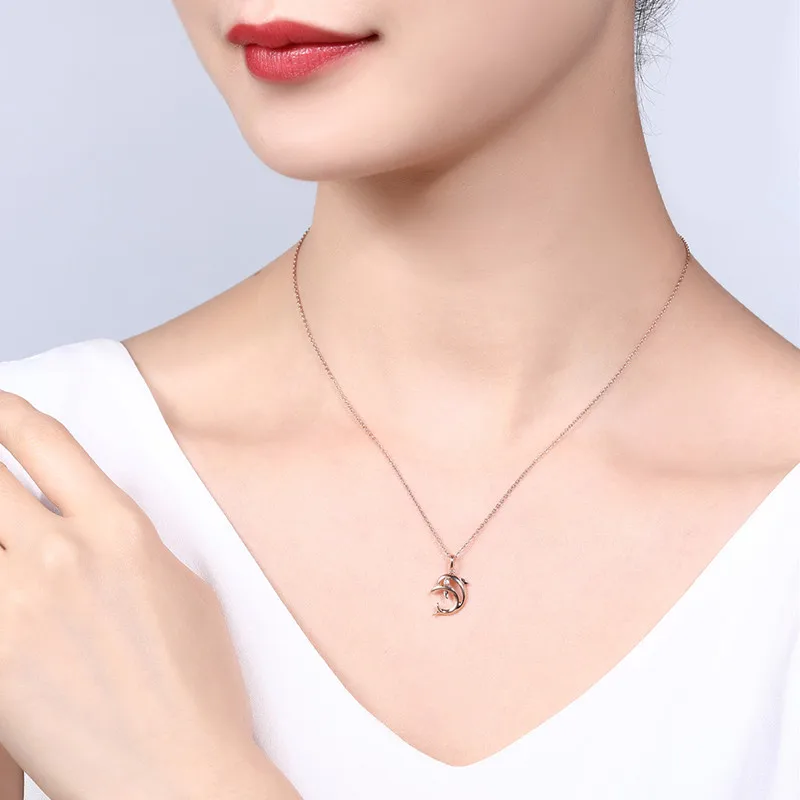 Ожерелье с бриллиантами ZOCAI в виде дельфина воина розовое золото 18 К (AU750) ожерелье