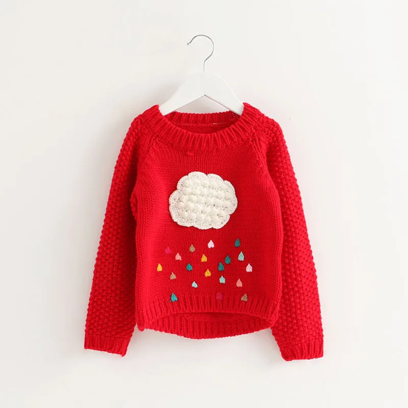 New Winter Cartoon Baby Girls Sweater Cloud Raindrops Kids Clothes Children Sweater Warm Long Sleeve for Girls Knitwear
