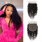 Бразильские кудрявые натуральные волосы 4x4, кружевная застежка, Т-образная застежка, 20 дюймов, 22 дюйма, предварительно выщипанные Детские волосы