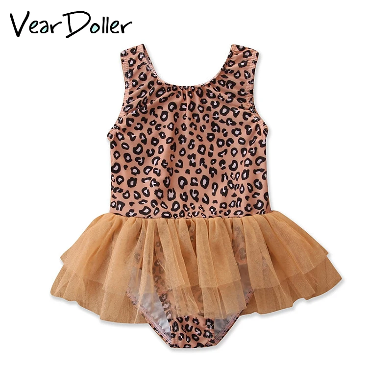 

VearDoller Girls' Swimsuit Summer Sleeveless Leopard Print One-Pieces for Girls Clothes 2-6Years Kids Swimwear Baby Rompers