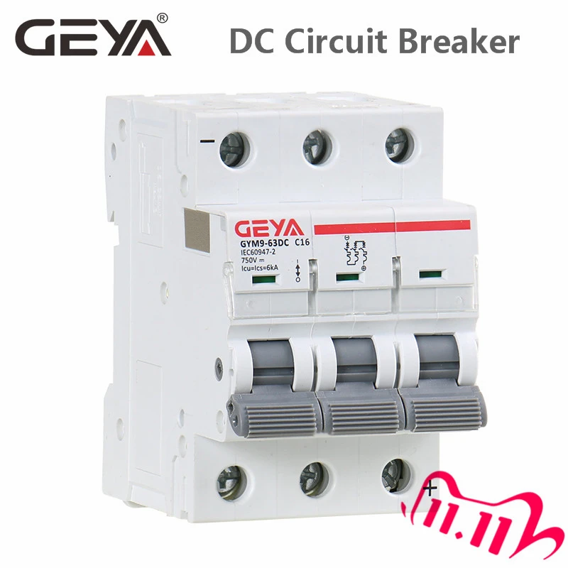 GEYA MCB DC 6KA 3P 750V Мини автоматический Выключатель 6A 10A 16A 20A 25A 32A 40A 50A 63A|Автоматические