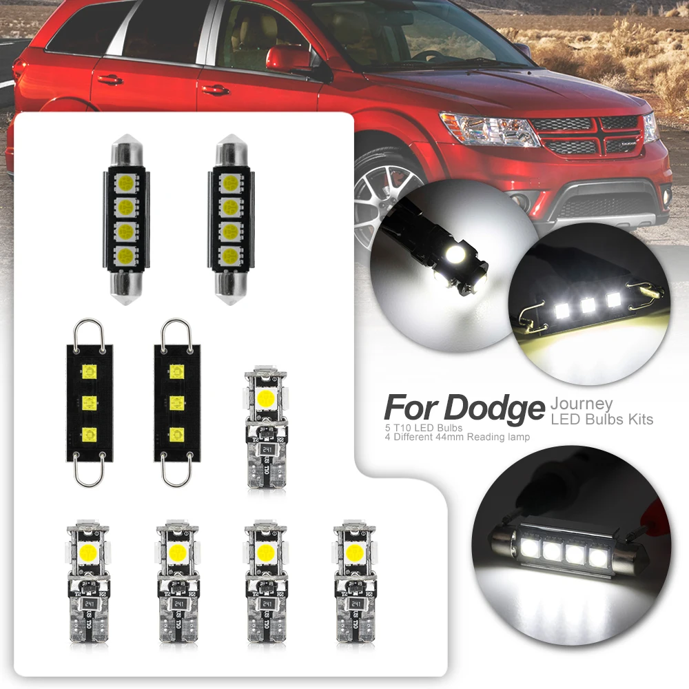 

Canbus LED Light Bulbs Interior Map Dome License Plate Lamp Package Kit For 2009-2015 Dodge Journey White Blue Ice Blue