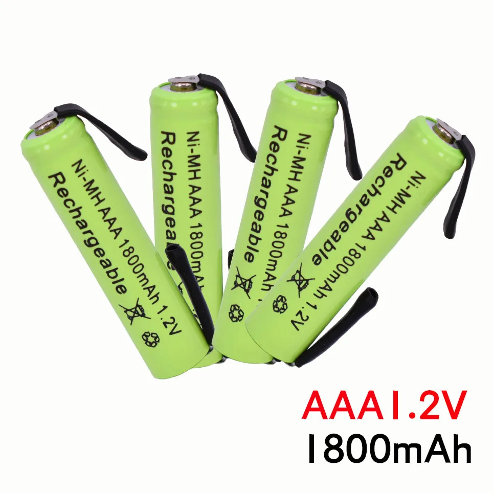 NEWEST Ni-Mh 1.2V AAA Rechargeable Battery Cell 1800mah with Solder Tabs for Philips Braun Electric Shaver Razor Toothbrush | Электроника