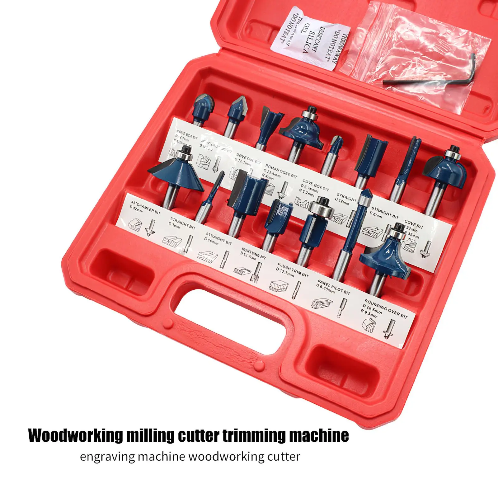 

Woodworking Tool Set With Plastic Case Router Bit Set Of 12pcs/15pcs 1/4 Inch Milling Cutter Wood Carving Shank Carbide Tipped