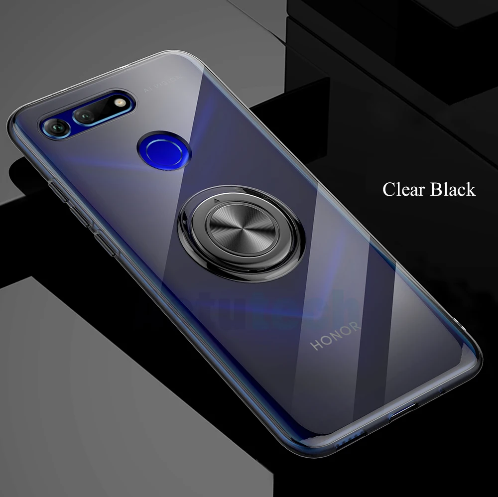 

For Honor V20 Case For Huawei Mate 20 X P30 Pro P20 Lite Nova 3e 4 4e Soft Clear TPU Full Back Cover Magnetic Car Holder Case
