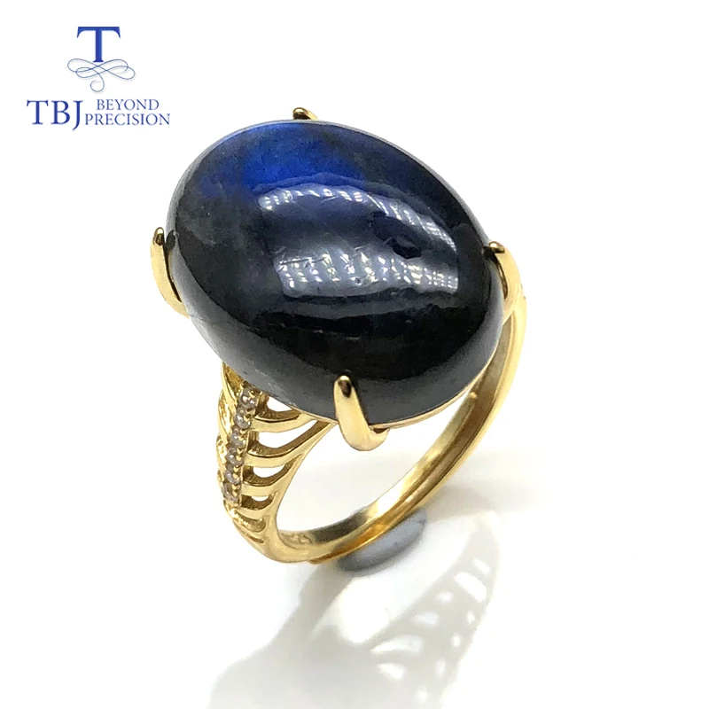 labradorite ring Кольца из Лабрадорита, натуральный большой овальный камень, 13*18 мм, серебро 925 пробы, желтый цвет, простой стиль, хорошее ювелирное изделие для девочек - Цвет камня: labradorite ring