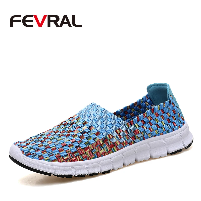Женские плетеные туфли бренд FEVRAL весенние дышащие Лоферы ручной работы на