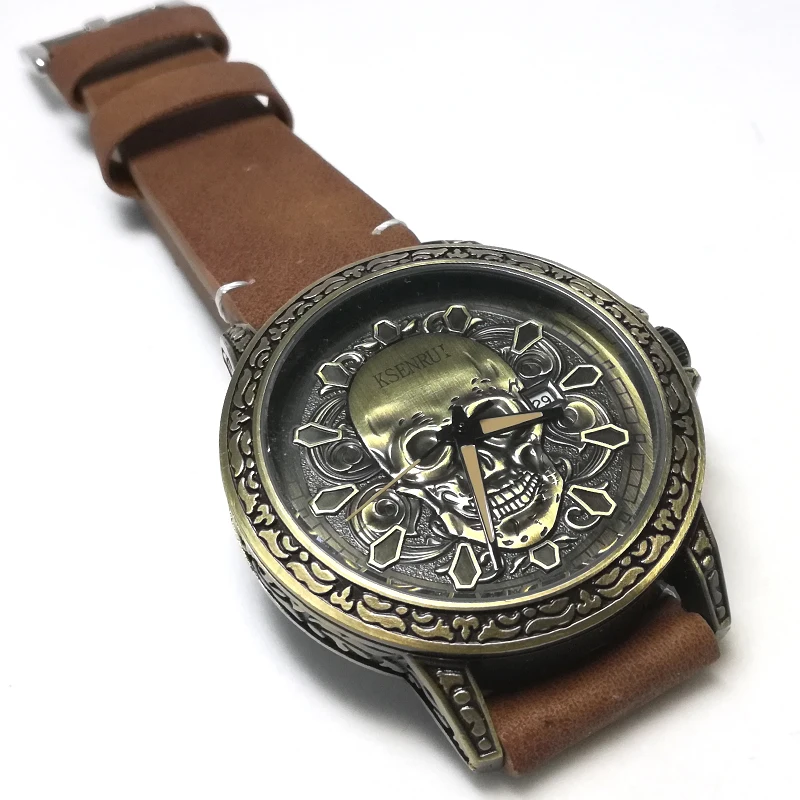 Часы наручные мужские кварцевые с черепом модные брендовые роскошные стильные