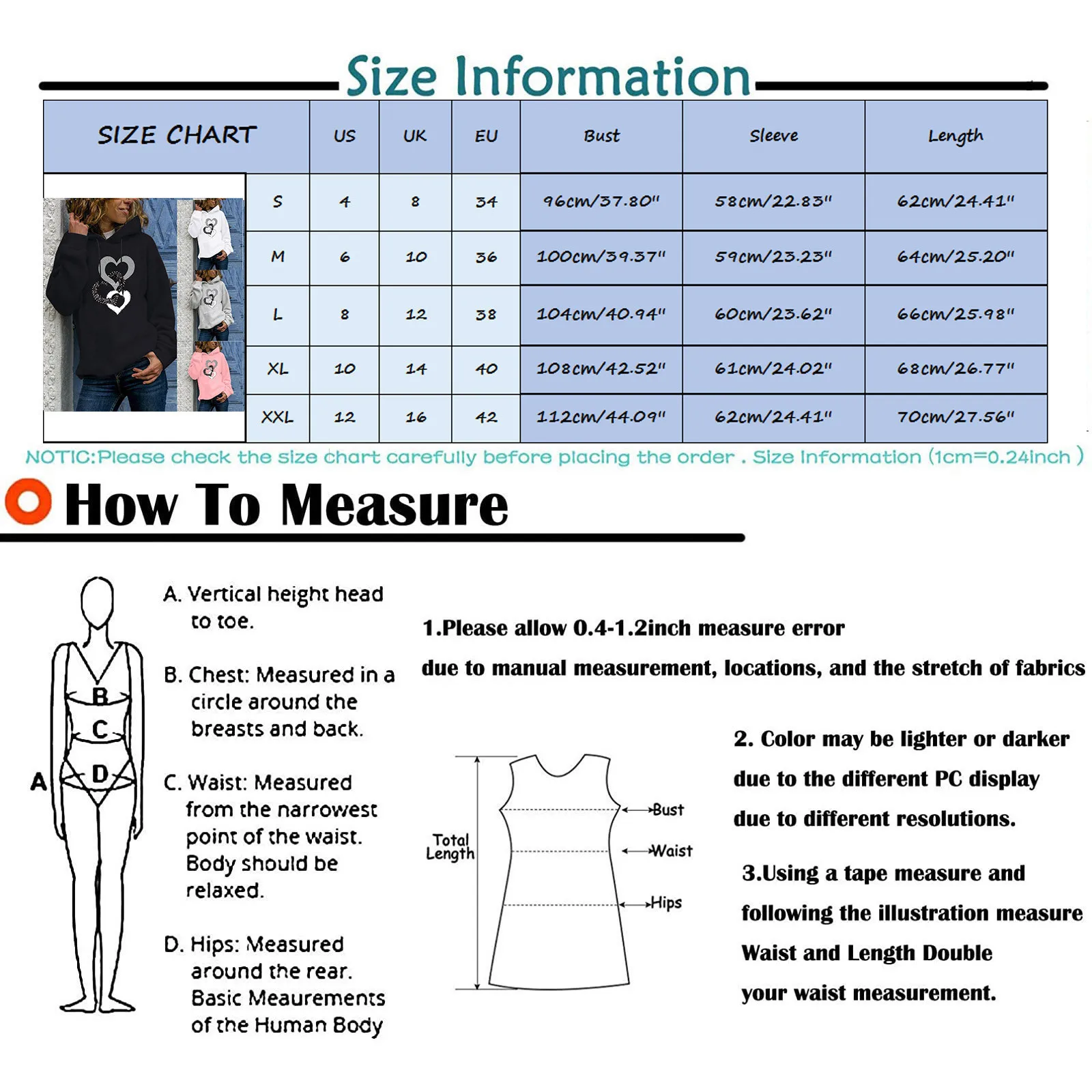 

Harajuku Double Heart Print Hoodies Women Long Sleeve Loose Hoodie 2021 Autumn Winter Hoodies Long Sleeve Female Sweatshirt#30