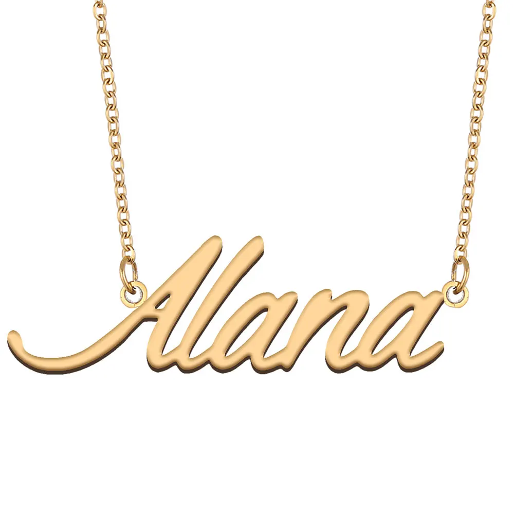 Alana Nameplate Necklace for Women Stainless Steel Jewelry Gold Plated Name Chain Pendant Femme Mothers Girlfriend Gift