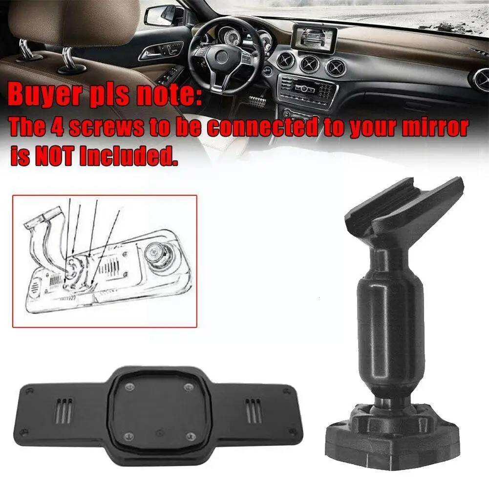 

Rear View Mirror Back Plate Panel + Interior Mirror Bracket For Car Dvr Suitable For Most Models Aluminum+abs Instead Of St D6m5