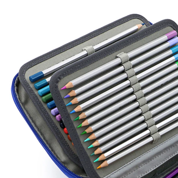 

72 Holder Pen Colored Pencil Case School Multi-functional High Capacity Zipper Pencil Bag For Student Art Supplies Blue