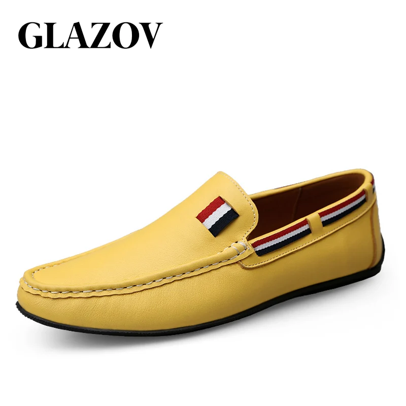 Глазов кожаные туфли Мужская модная обувь из натуральной кожи, высокое качество, роскошный бренд удобная мужская повседневная обувь для вождения размера плюс; Большие размеры 37-47