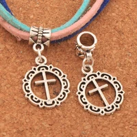 open flower circle cross big hole beads 16 4x30mm 100pcs zinc alloy dangle fit european bracelets jewelry diy b495