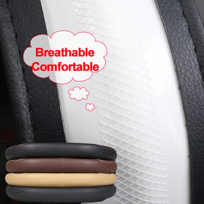 

HuiER D Shape Car Steering Wheel Cover PU Leather For Volkswagen Atlas 2018-on Golf Alltrack 2017 2018 2019 2020 Golf 2014- 2020