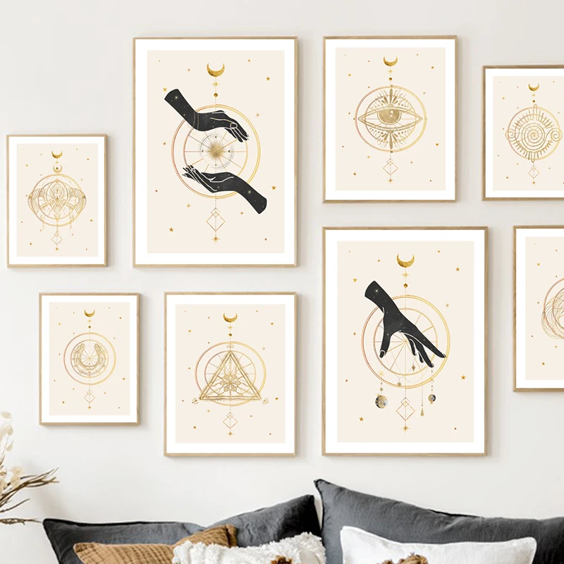 Постеры и принты в скандинавском стиле с изображением священного золотого