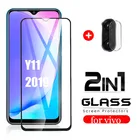 2в1 полное покрытие экрана протектор для vivo Y11 2019 закаленное стекло объектива камеры стекло для Vivo y11 vivo y 11 Y 11 защитная пленка