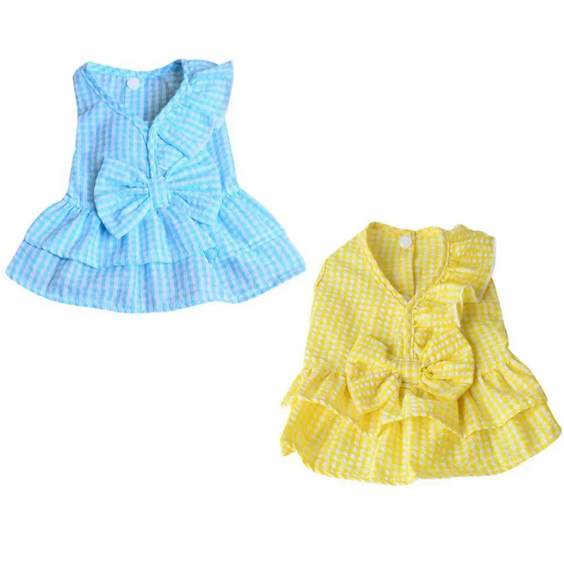 

The Latest Summer Cotton Plaid Skirt Pet Princess Dress Small Dog Cat Flower Bow Puppy Yorkshire Terrier Cat Skirt Pet Clothing