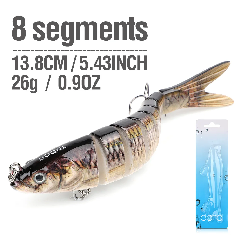 DONQL 8 Segment Crank Fishing Lure 13.8cm ArtificialSinking Wobblers Crankbait Plastic Hard Swimbait Bass Trout Fishing Lures - Цвет: 4096