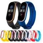 Ремешок для Xiaomi Mi Band 5 6, мягкий силиконовый браслет, спортивный ремешок для Miband 5 6, сменный Браслет, двухцветный ремешок для телефона