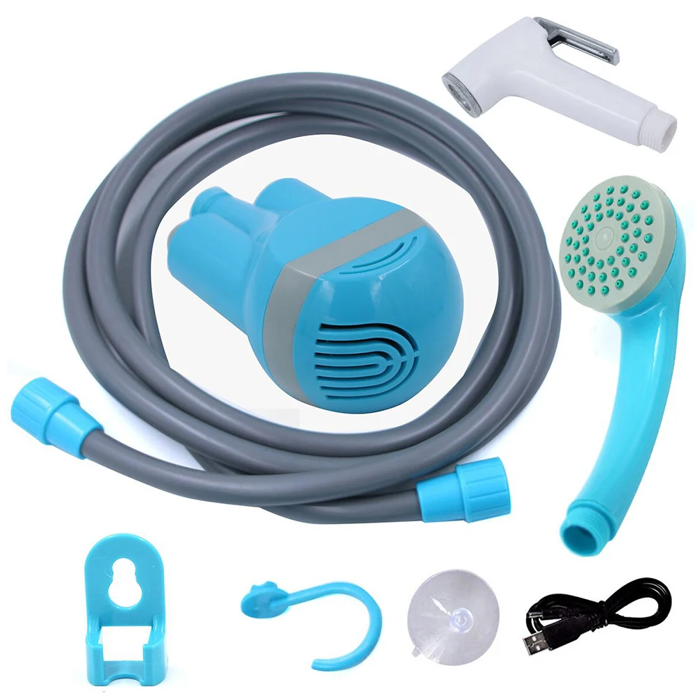 Blue Походный душ, портативный душ на открытом воздухе, Usb, Автомобильный душ, Dc 3,7 в, насос, душ на открытом воздухе, походный, для домашних животных, автомобильная мойка - Цвет: Blue
