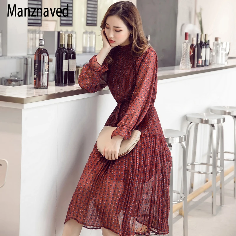 2019 осенне-весеннее новое женское элегантное шифоновое платье с цветочным