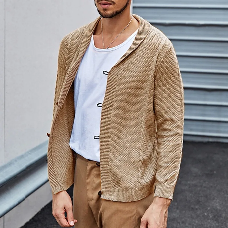 Осенняя одежда из 100% хлопка мужской свитер с воротником шалью пальто в винтажном