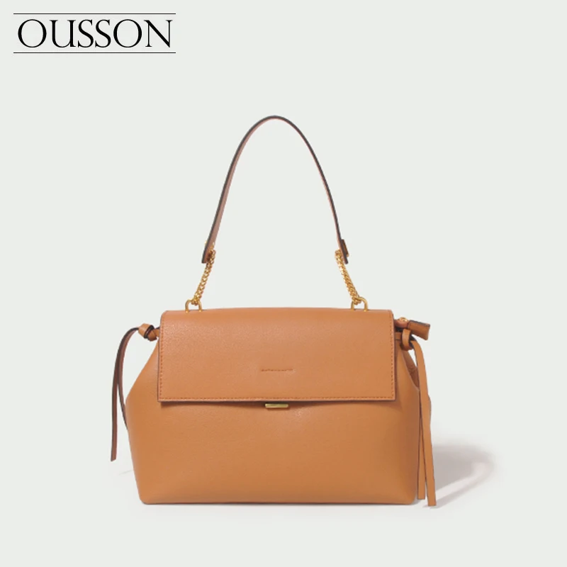 Однотонная кожаная сумка на плечо OUSSON 2020 модные женские дизайнерские сумки через