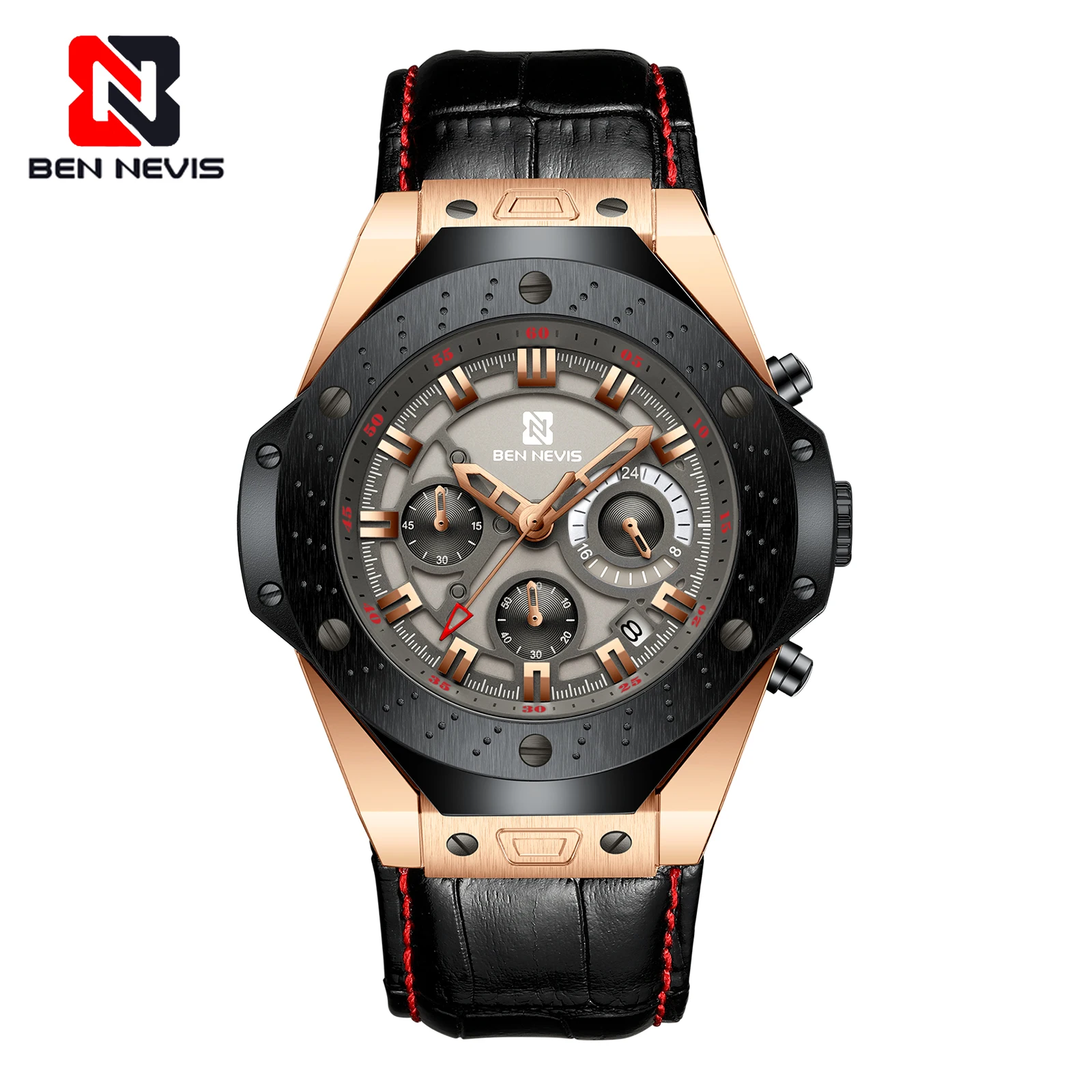 Gold Ben Nevis, новые часы, Топ бренд, роскошные, мужские спортивные военные наручные часы, кожа, кварцевые часы, водонепроницаемые часы, Relogio Masculino A5 - Цвет: Gold