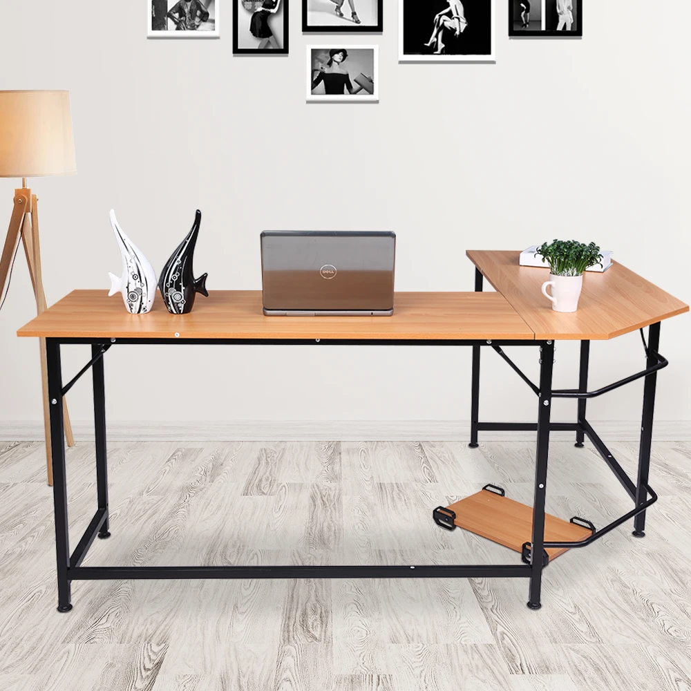 

Study Furniture L-shaped Long And Short Desktop Computer Desk Sturdy Stable Durable Weighing 80KG Easy To Splice Assemble Desk
