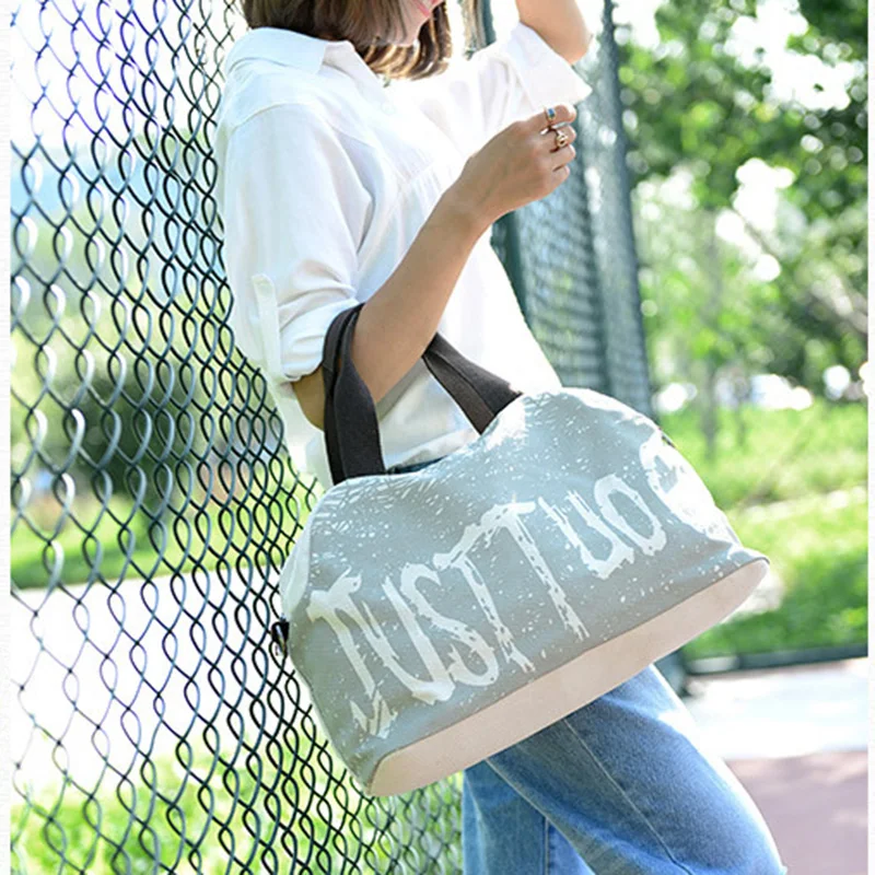 

Winmax New Canvas Letter Printing Handbags Tote Gym Bag Shoulder Bags Women Outdoor Sports Gym Fitness Bag Travel Duffel Bolsa