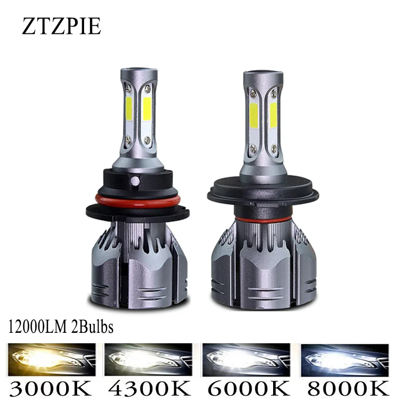 ZTZPIE 72W фары для 3000k 4300K 6000K 12000LM Turbo H1 H8 H4 светодиодные лампы 12V автомобильный светильник H3 H7 H11 9007 8000 К лампочки Супер яркий COB Туман светильник