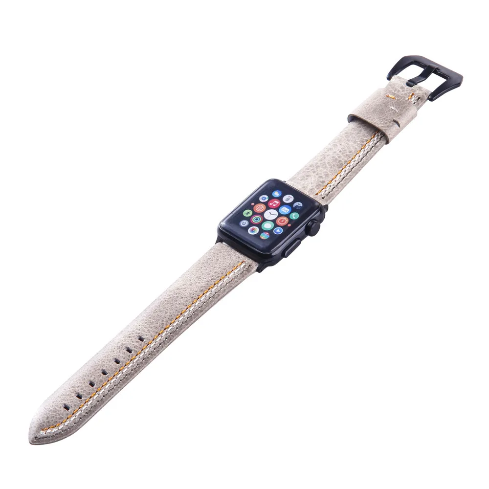 Ремешок из натуральной кожи для Apple Watch band 42 мм 38 мм iwatch series 4 3 2 band 44 мм 40 мм Suture style ремешок для часов браслет