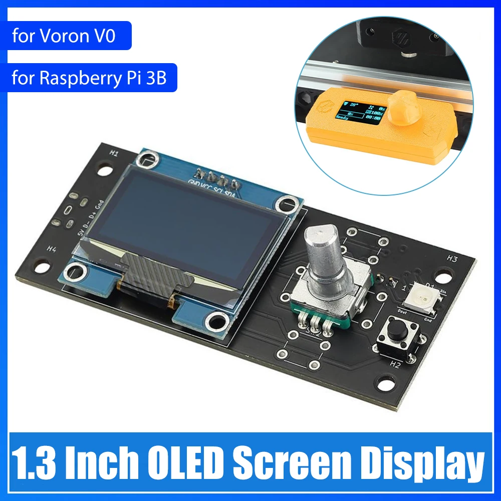 

OLED-экран 1,3 дюйма с двумя USB-портами, ЖК-модуль для Voron V0 для Raspberry Pi 3B, детали для 3D-принтера