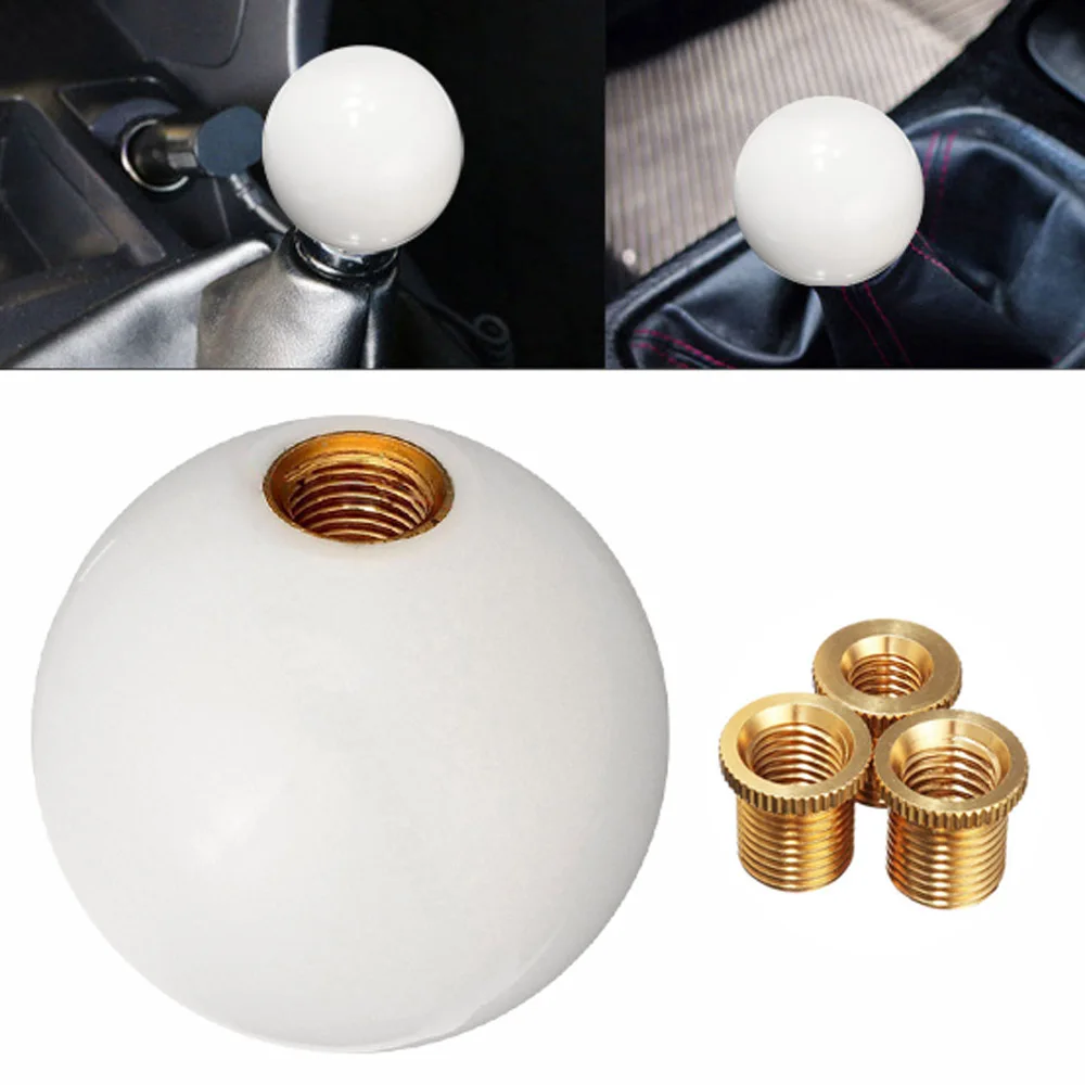 

Car Glossy White Resin Round Ball Gear Stick Shift Lever Knob Shifter Decoration Universal Interior Parts Car Accessories