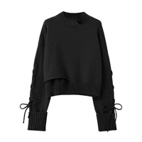 2022 women vintage sweater pullovers o neck casual winter fashion gothic harajuku loose soft female irregular knitwear jumper