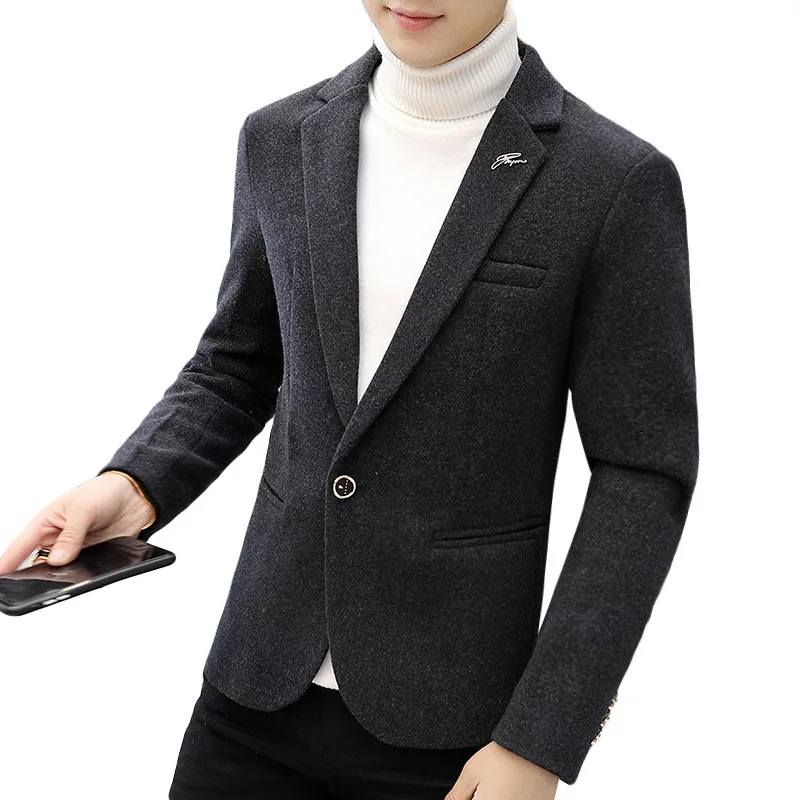 Мужские блейзеры в Корейском стиле плотная приталенная однотонная повседневная