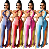 cutubly print jumpsuit for women wide leg pants skinny high waist backless sexy jumpsuits club split romper playsuits