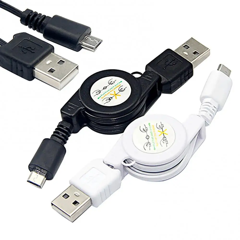 

80cm Micro USB 2.0 Cable Retractable USB A to USB 2.0 B Male Cable Data Charger for Android