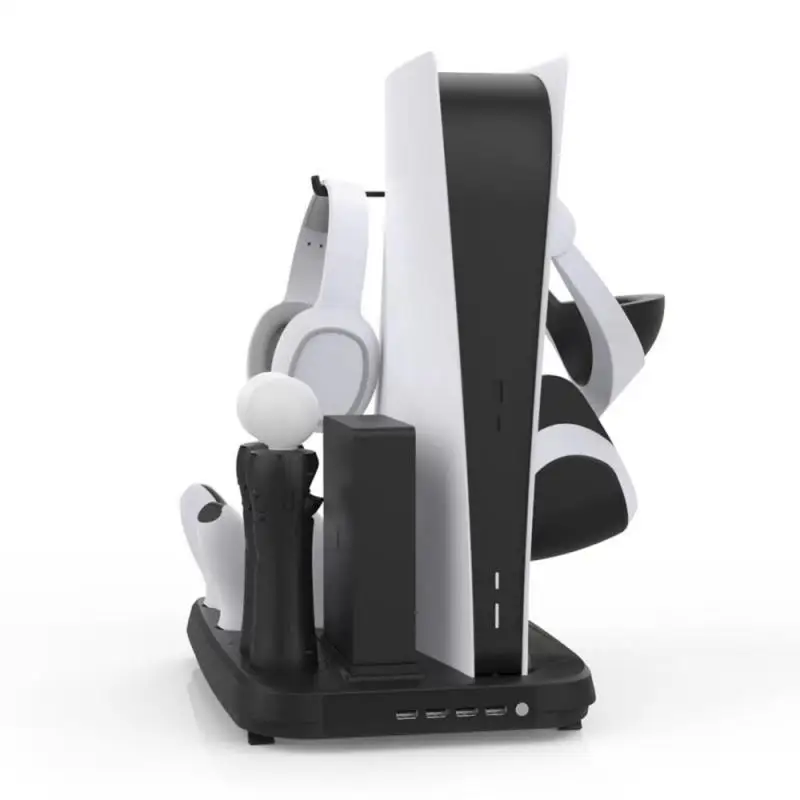 

Вертикальная подставка с охлаждающим вентилятором для PS5, база для двух контроллеров, зарядное устройство, консоль, зарядная станция, охлаж...