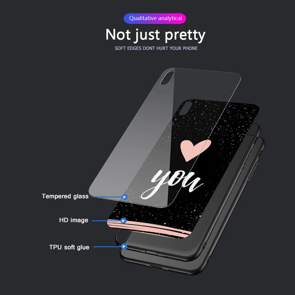 Ciciber Сердце Любовь Королева девушка закаленное стекло чехол для Apple iPhone 11 Pro Max XR X XS MAX 8 7 6 6S Plus телефонные чехлы Funda Shell